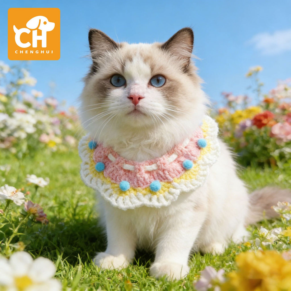 Christmas Knitted Pet Snood Scarf Bib Cat Dog Winter Warm Holiday Pet Accessories