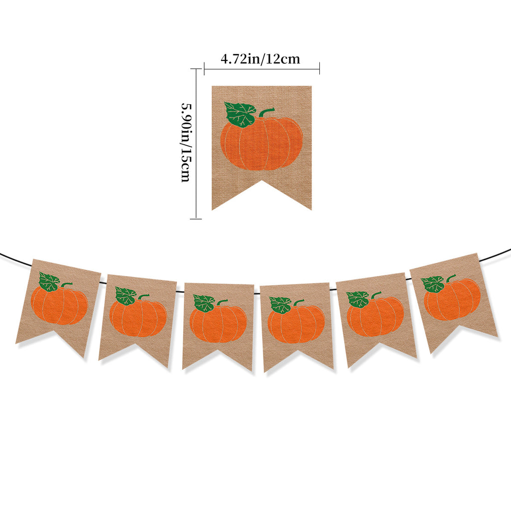 Thanksgiving Party Banner Turkey Pumpkin Maple Leaf Harvest Bunting Decorations