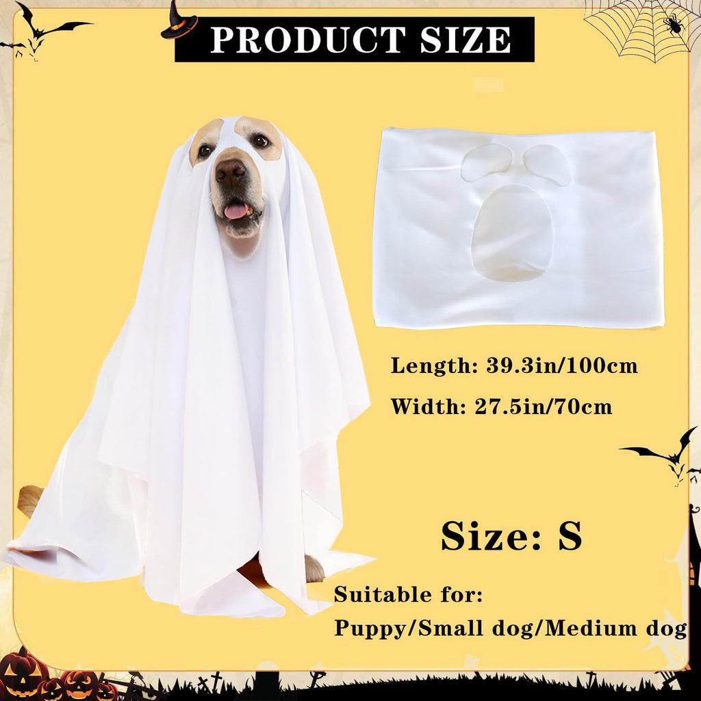 Halloween Ghost Dog Costume Cape, Pet Cosplay Cloak For Small Dogs Cats Halloween Party Outfit