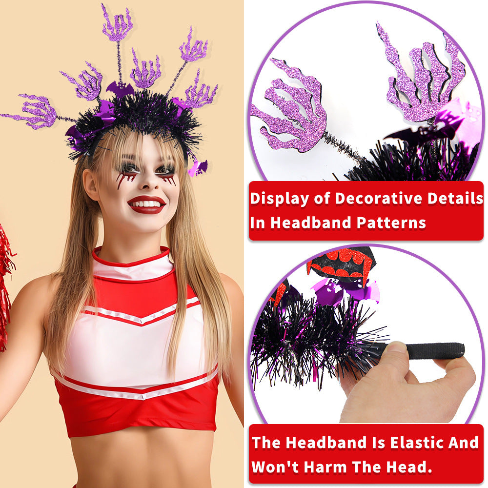 Halloween Pumpkin Spider Headband with Strips, Funny Radial Colorful Party Headwear