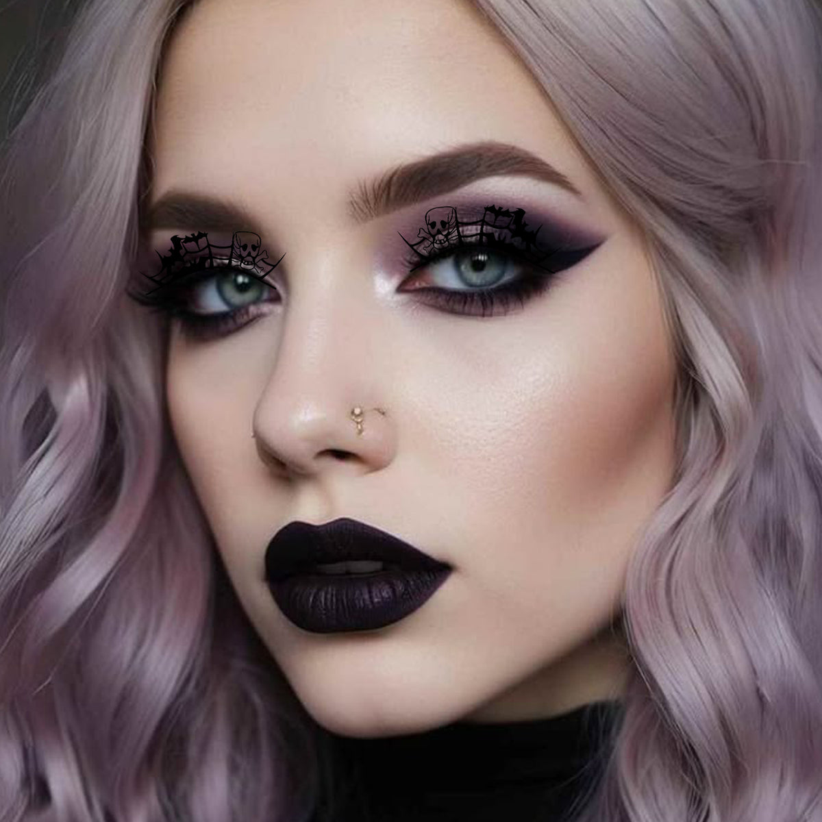 Halloween False Eyelashes, Spider Web Skull Bat Gothic Design for Masquerade Party