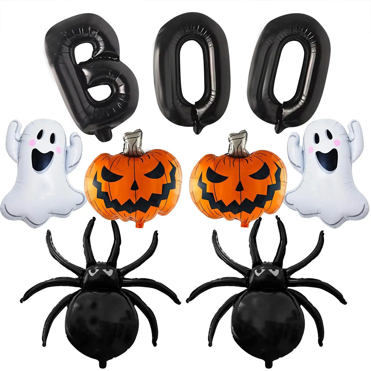 Halloween Foil Balloon Set, Ghost Pumpkin Spider And BOO Letter Balloons For Party Decorations