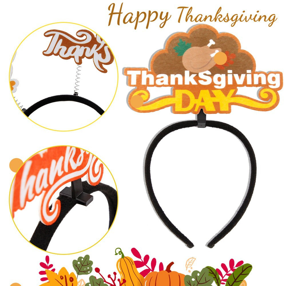 Thanksgiving Turkey Letter Headband Pumpkin Party Costume Accessory Headpiece