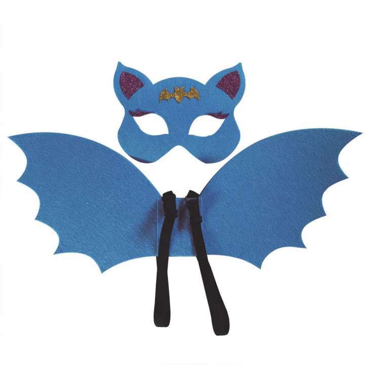 Halloween Kids Bat Wing Cape with Headband Mask, Vampire Costume for Boys and Girls