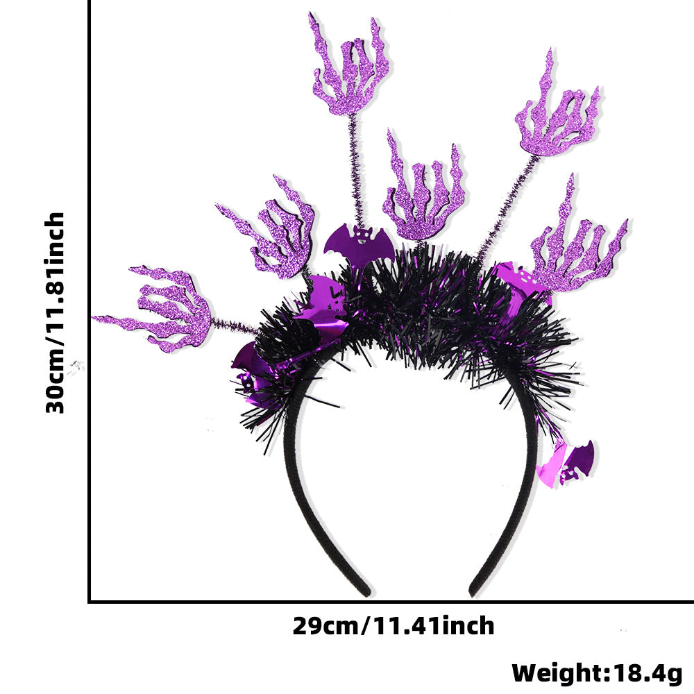 Halloween Pumpkin Spider Headband with Strips, Funny Radial Colorful Party Headwear