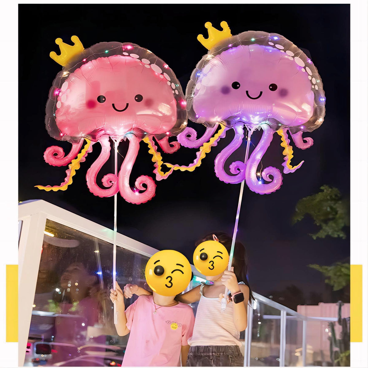 Glowing Jellyfish Foil Balloon, Octopus Shaped Light Up Aluminum Balloon For Night Market Party Props