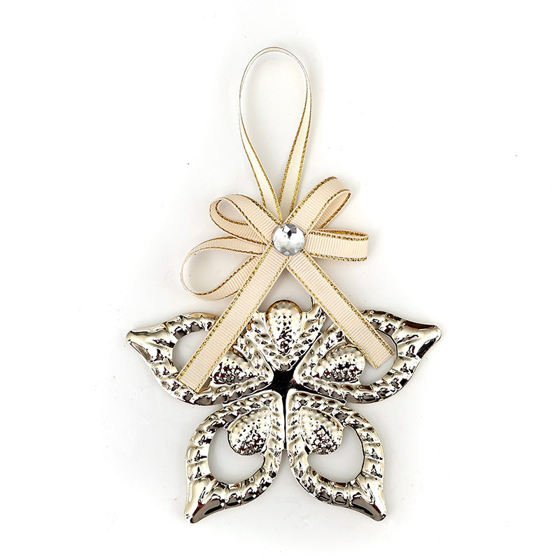 Tin Star Snowflake Christmas Tree Ornaments, Creative Reindeer Hanging Decorations for Holiday