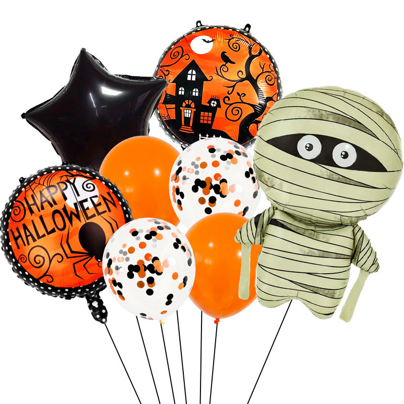 Halloween Photo Booth Foil Balloon Set, Pumpkin Spider Party Decorations