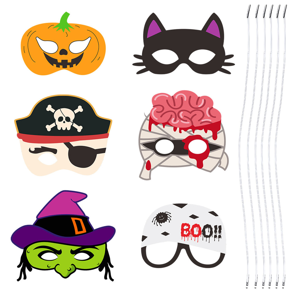 Halloween DIY Pumpkin And Vampire Cartoon Masks, Party Photo Props For Dress Up Costumes