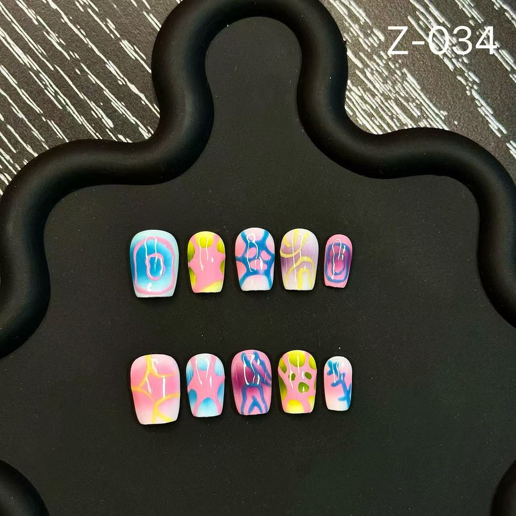 Hot-selling 10 pieces of simple summer hand-painted Press on Nails finished product wholesale