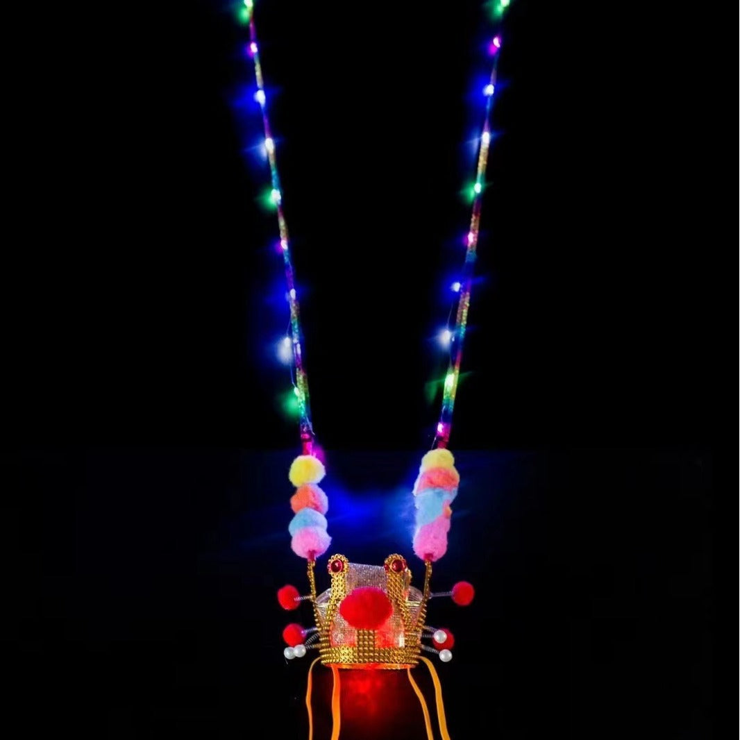 Glowing Monkey King Crown Hat, Light Up Golden Headpiece Costume for Boys Party Toy