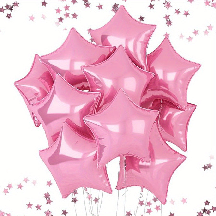 10 Pack 18 Inch Heart Star 4D Foil Balloons Set, Valentine's Day Wedding Birthday Graduation Party Decorations