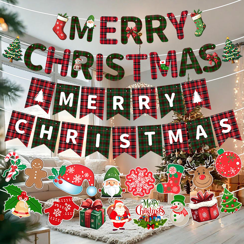 Christmas Letter Banner Pennant, Paper Hanging Flag Garland for Holiday Party Decorations