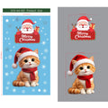 Cute Christmas Cat Static Glass Sticker, No Glue Holiday Window Decal For Pet Lovers