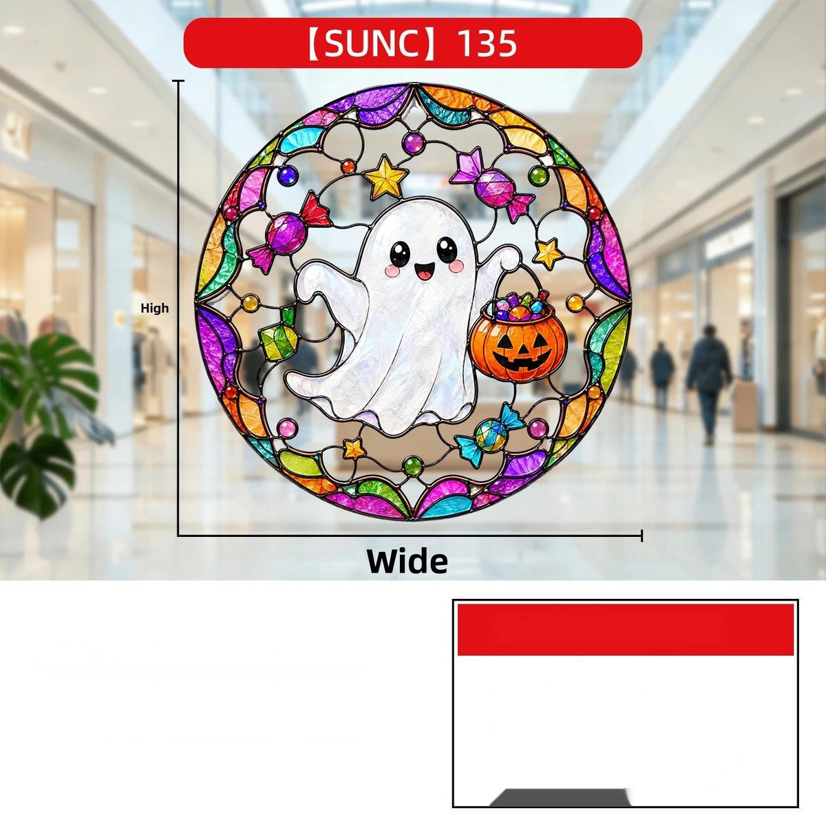 Halloween Pumpkin Ghost Window Clings, Iridescent Holographic Glass Stickers