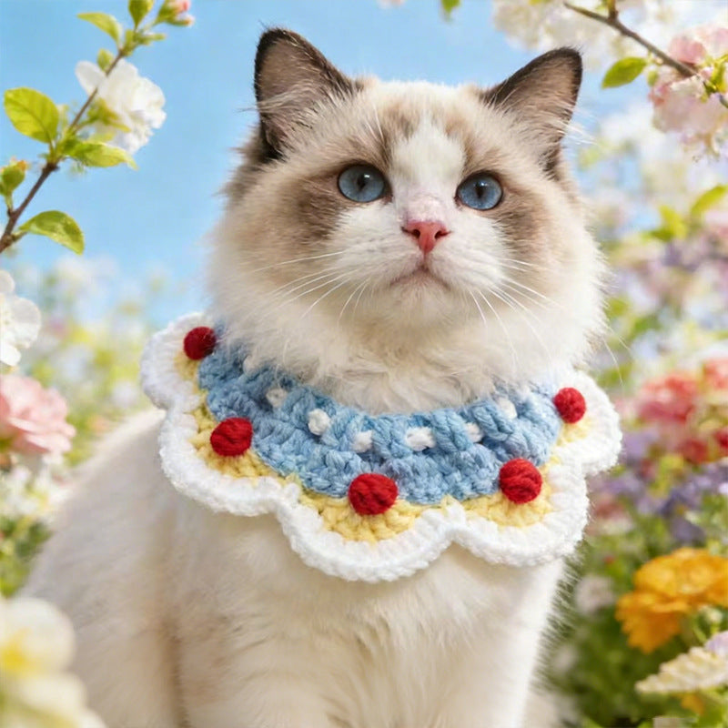 Christmas Knitted Pet Collar Cat Dog Neck Scarf Bow Tie Bib Winter Warm Pet Accessories