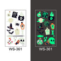 Halloween Glow in the Dark Temporary Tattoo Stickers, Cartoon Face Body Art for Kids