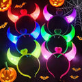 Glow in the Dark Devil Horn Headband, Light Up Horns for Halloween Concert Party