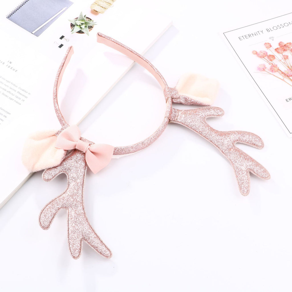 Kids Cartoon Headband, Creative Bow Antler Hair Hoop For Christmas Holiday Party Hair Accessories