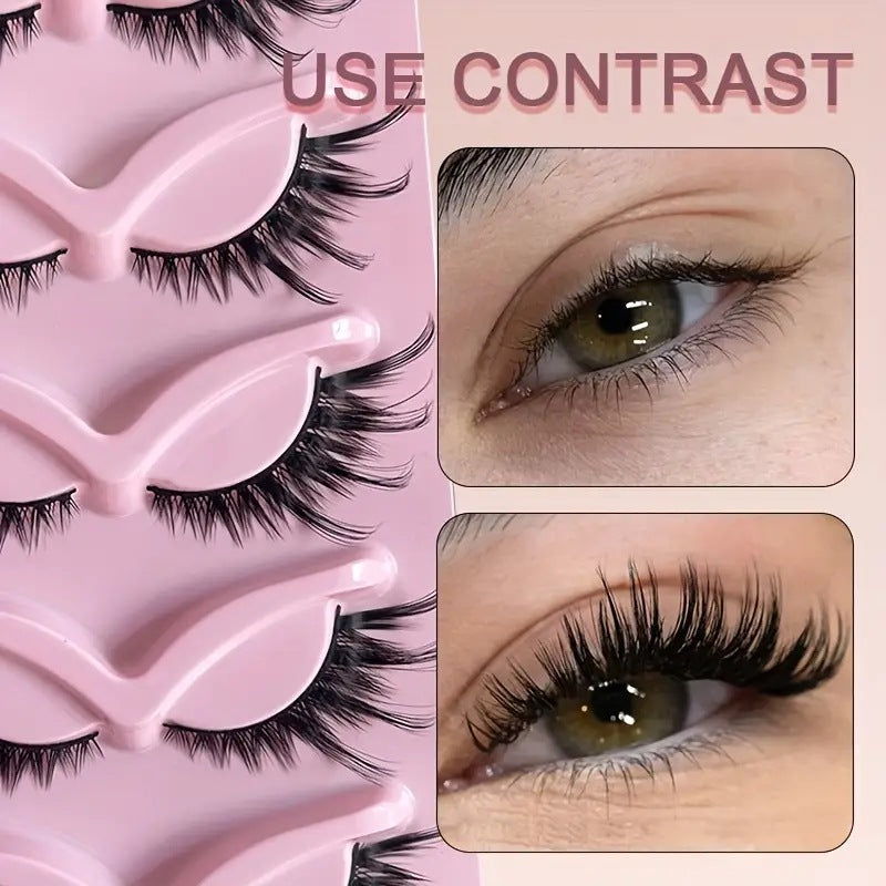 Cat Eye Wispy False Lashes 5 Pairs Fox Eye Style Long Volume Natural Look Fake Eyelashes
