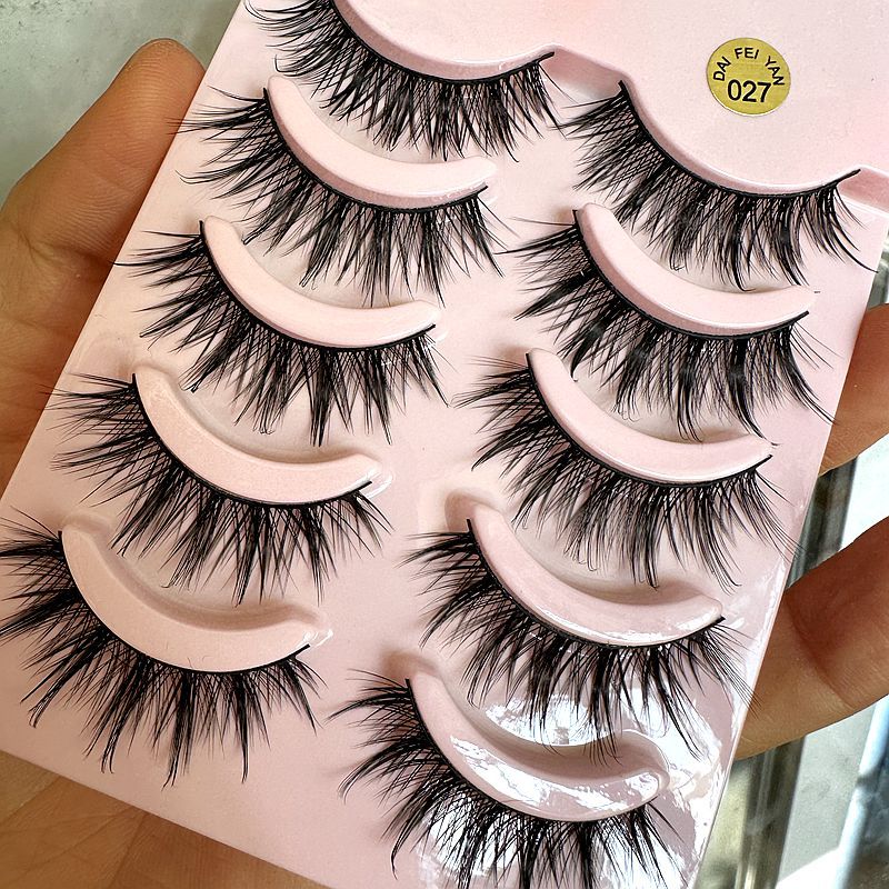 Dramatic Wispy False Eyelashes Hard Band, Crossed Doll Eye Lashes for Party Volume Look