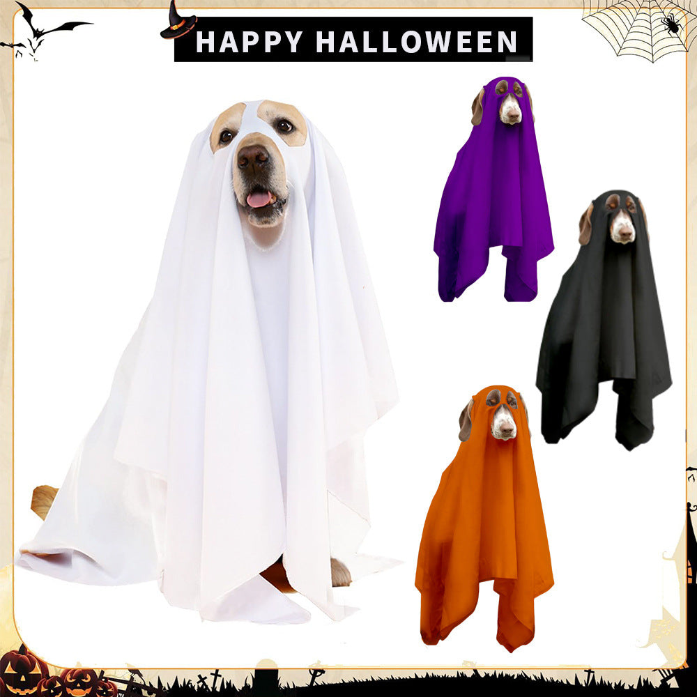 Halloween Ghost Dog Costume Cape, Pet Cosplay Cloak For Small Dogs Cats Halloween Party Outfit