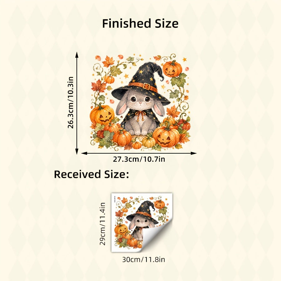 Fall Halloween Rabbit Static Window Clings, Glass Decoration Stickers for Storefront