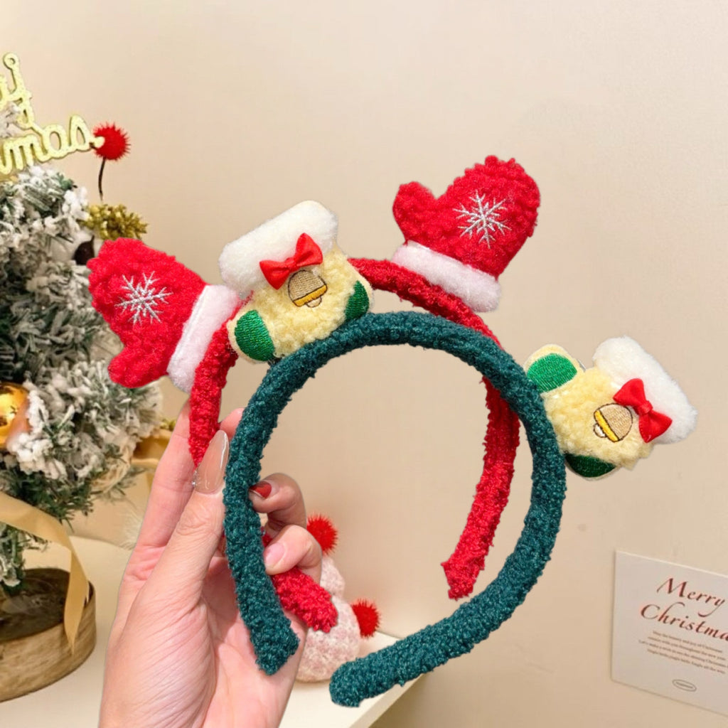 Plush Santa Reindeer Headband for Girls, Cute Christmas Hair Accessory Kids Holiday Costume