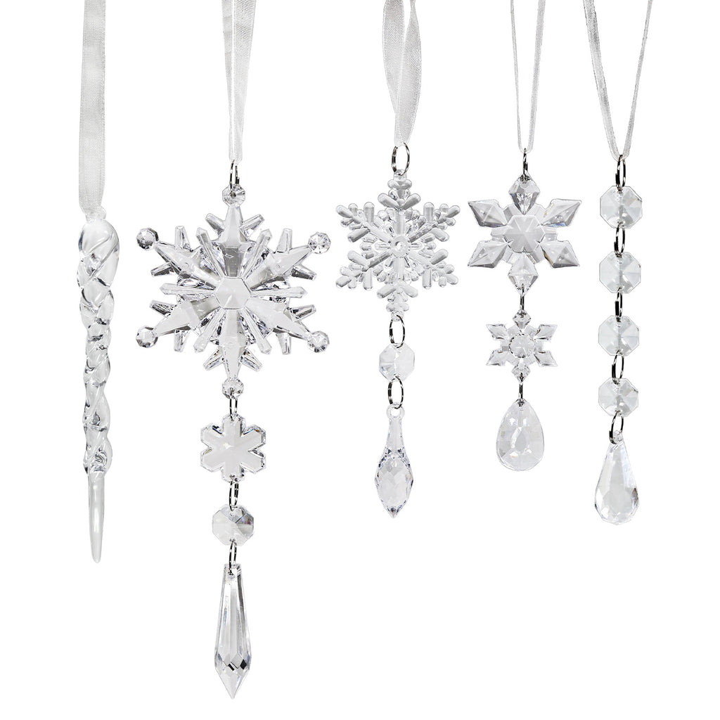 Acrylic Snowflake Ice Crystal Christmas Ornaments, Transparent Tree Hanging Decorations