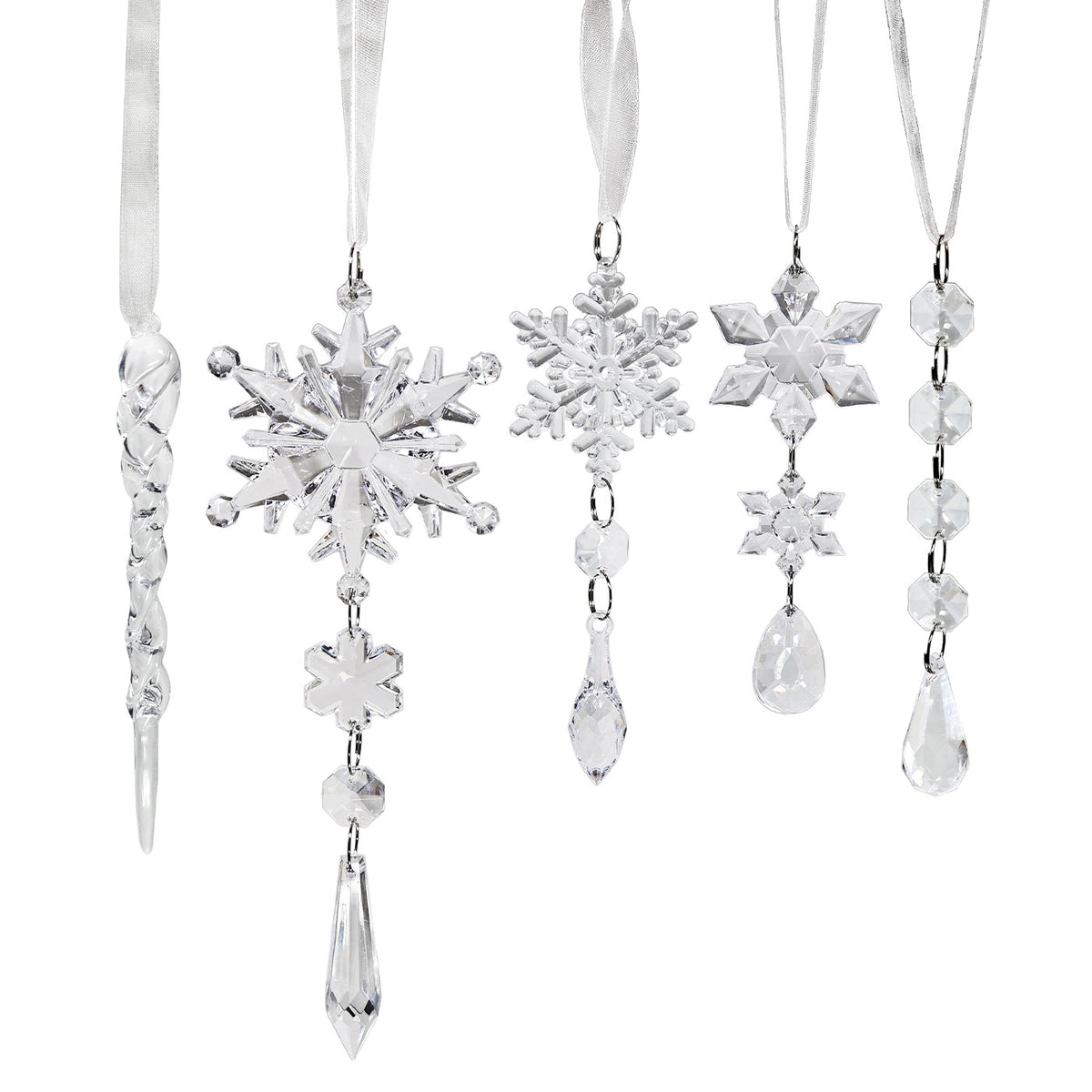 Acrylic Snowflake Ice Crystal Christmas Ornaments, Transparent Tree Hanging Decorations