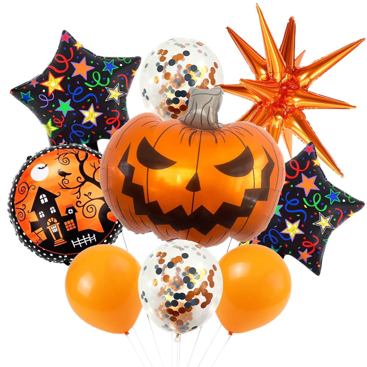 Halloween Foil Balloon Set, Pumpkin Ghost Skull Cartoon Shaped Balloons For Spooky Party Decor