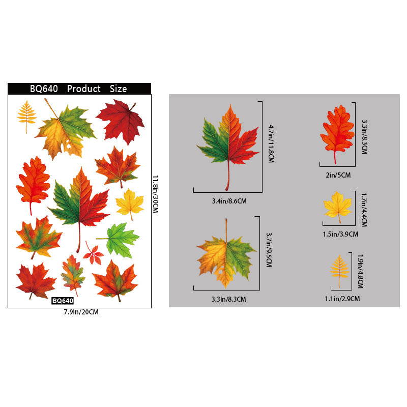 Thanksgiving Maple Leaf Pinecone Window Clings Creative Static Stickers Storefront Scene Decor
