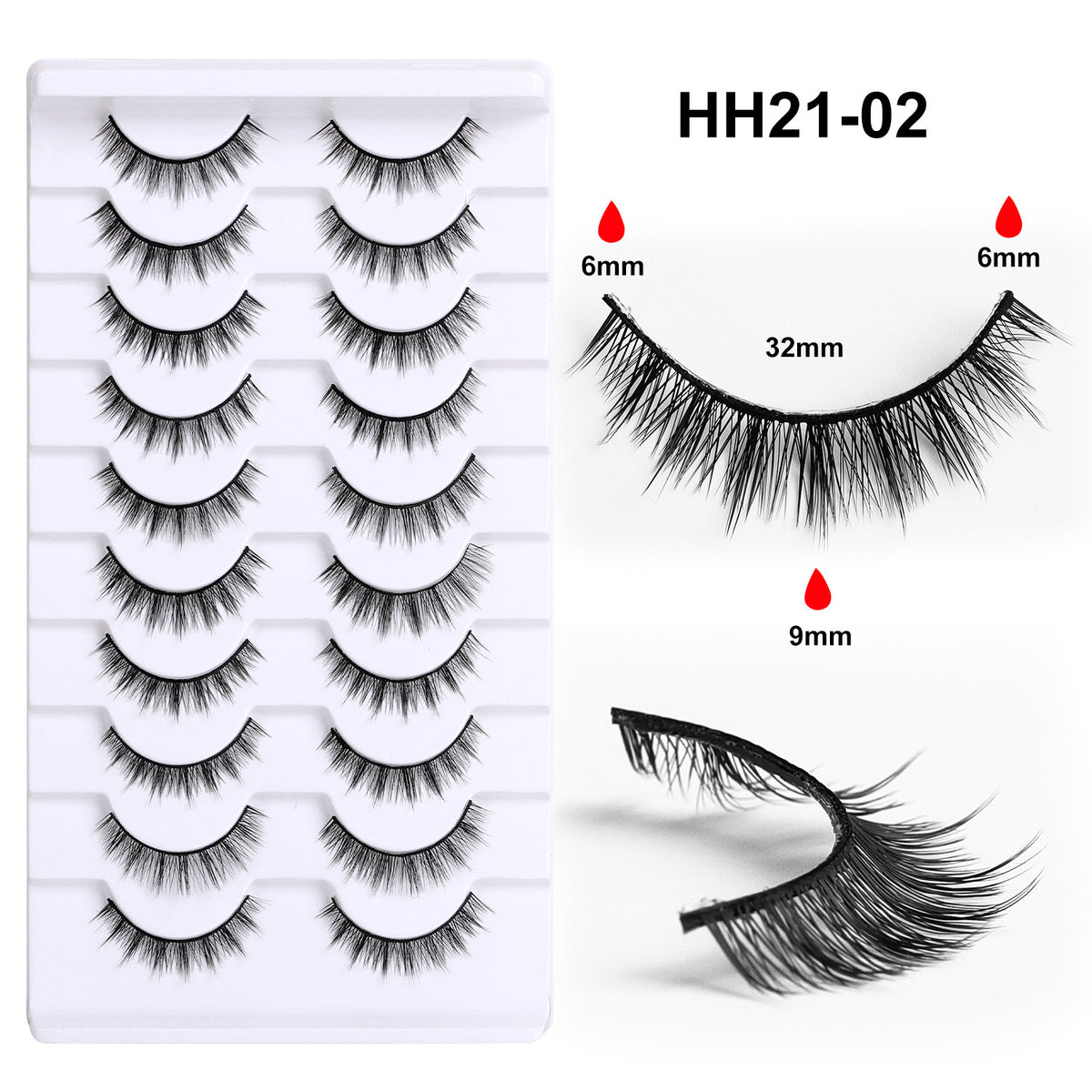 10 Pairs Hard Band False Eyelashes, Comic Doll Little Devil Cluster Lashes for Women