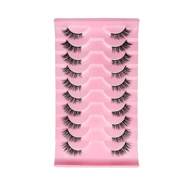 10 Pairs Wispy Big Eye False Eyelashes, Fox Eye Curled Fluffy Faux Lashes For Dramatic Look