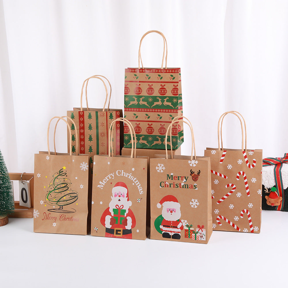 Cartoon Christmas Gift Bags, Creative Holiday Party Favor Paper Bags with Handles