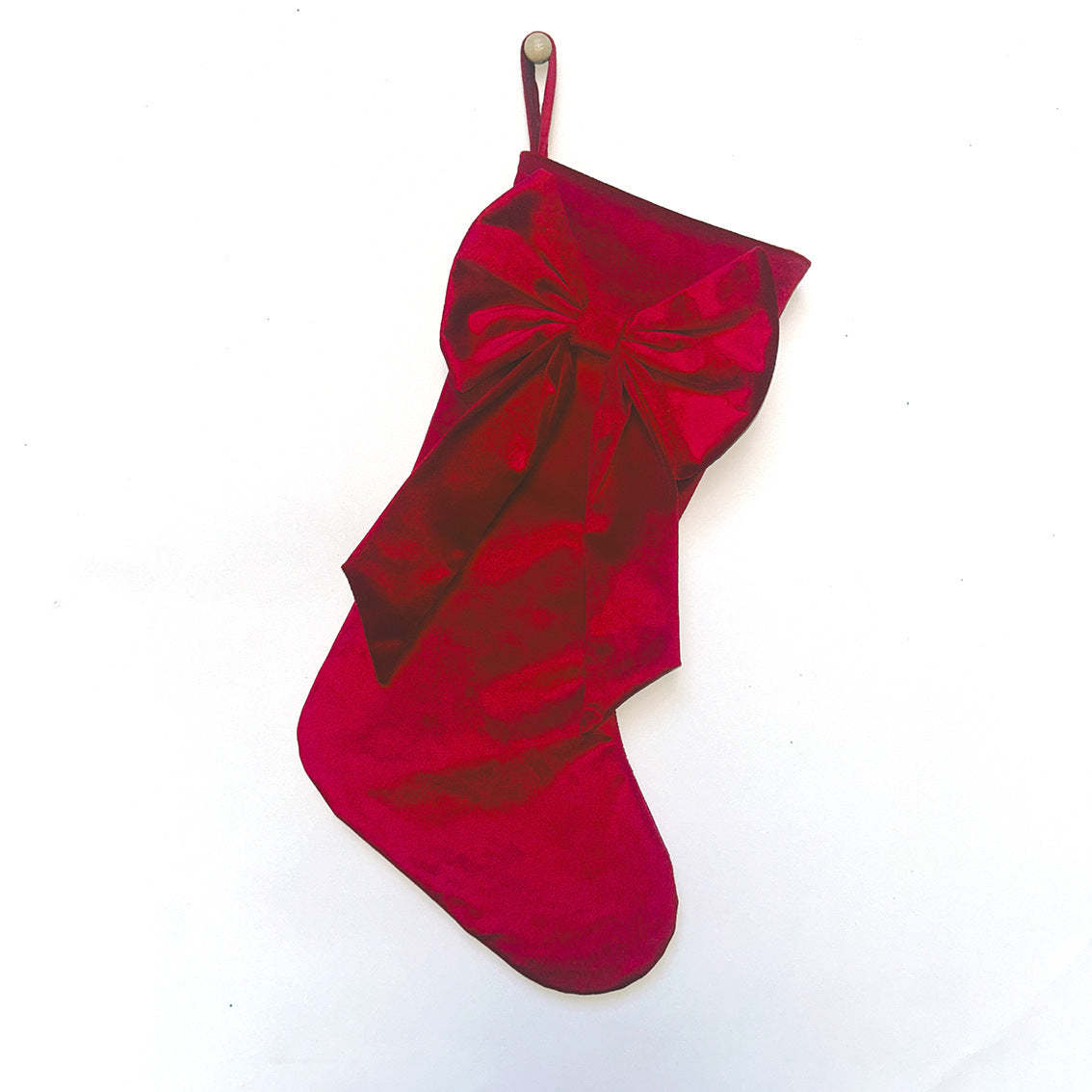18 Inch Velvet Christmas Stockings with Bows, Plush Fireplace Hanging Gift Candy Bags
