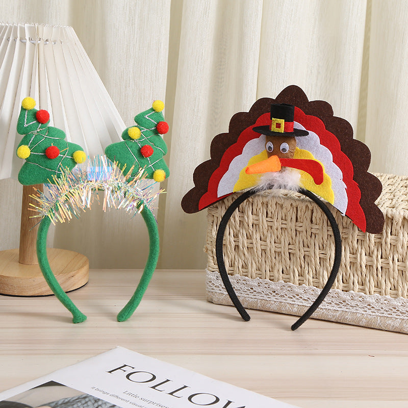 Thanksgiving Turkey Headband and Christmas Headband Party Costume Accessory Set