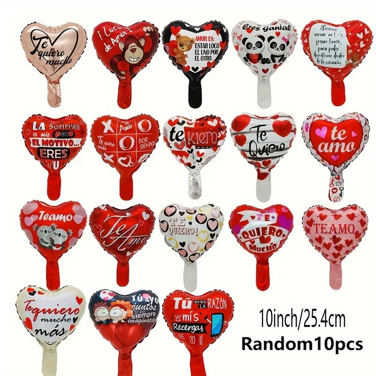 10 Pack 18 Inch Heart Star 4D Foil Balloons Set, Valentine's Day Wedding Birthday Graduation Party Decorations