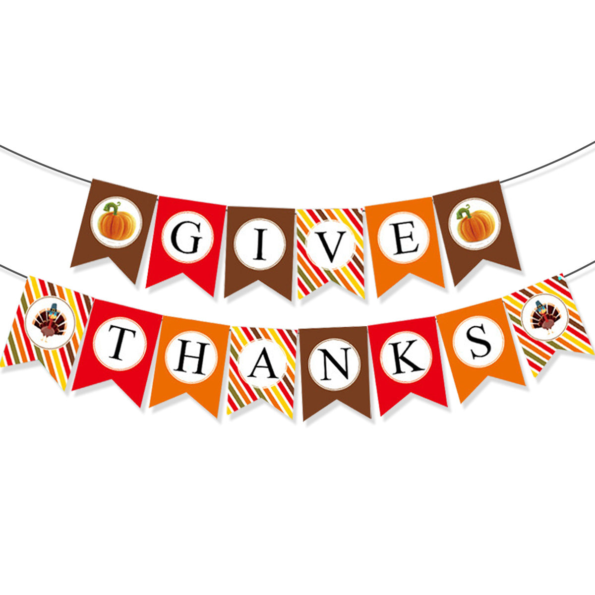 Thanksgiving Party Banner Turkey Pumpkin Maple Leaf Harvest Bunting Decorations