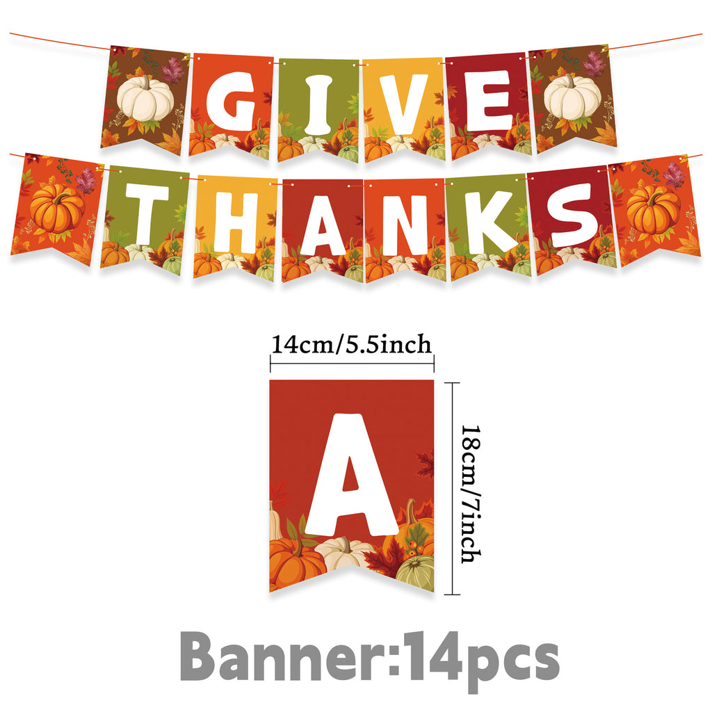 Thanksgiving Party Banner Turkey Pumpkin Maple Leaf Sunflower Swirl Foil Curtain Decorations