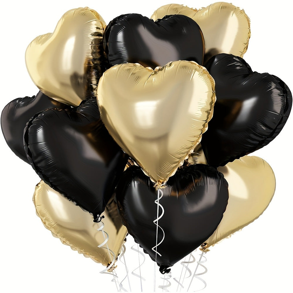 10 Pack 18 Inch Heart Star 4D Foil Balloons Set, Valentine's Day Wedding Birthday Graduation Party Decorations