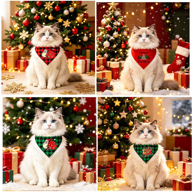 Christmas Dog Bandana Triangle Scarf Pet Bib Holiday Cat Kitten Neck Scarf Decoration