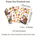 Fall Theme Maple Leaf Cat Pumpkin Window Clings, Static Home Decor Stickers