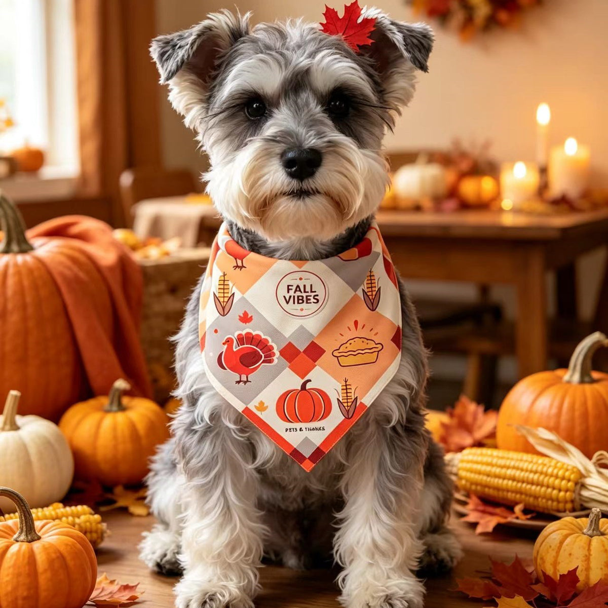 Cartoon Pet Bandana Scarf for Dogs and Cats, Adjustable Tie Triangle Bib for Christmas Thanksgiving