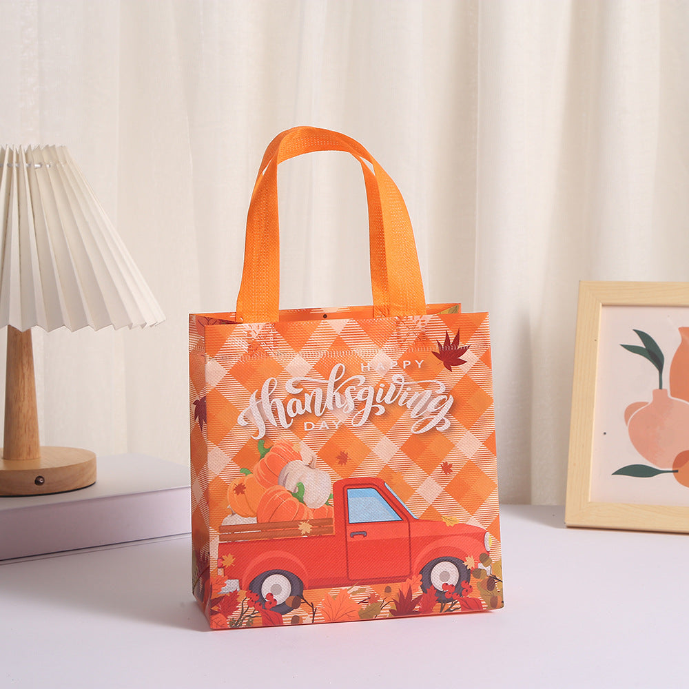 Thanksgiving Non Woven Gift Bags Laminated Fabric Fall Harvest Shopping Tote Party Bags