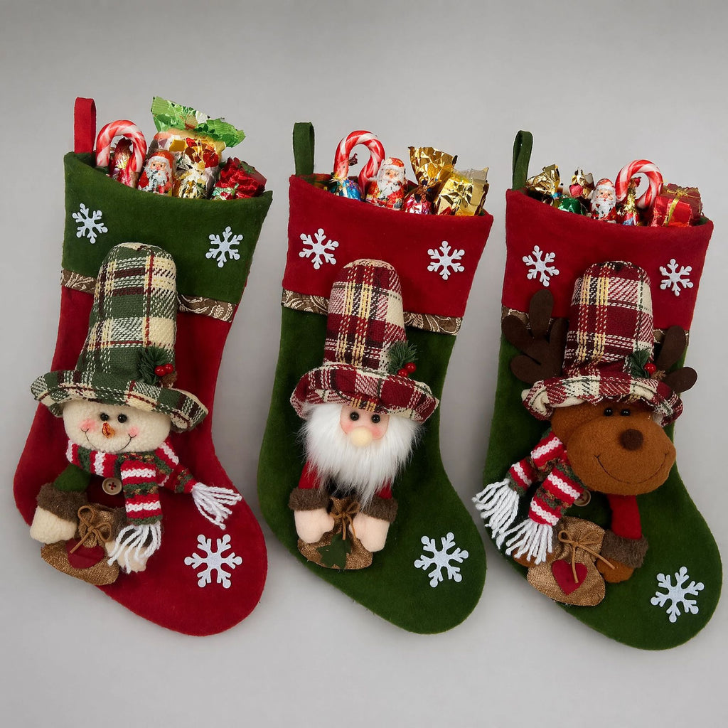 Christmas Stocking Gift Bags, Candy Sock Ornaments for Holiday Gift Giving Decorations