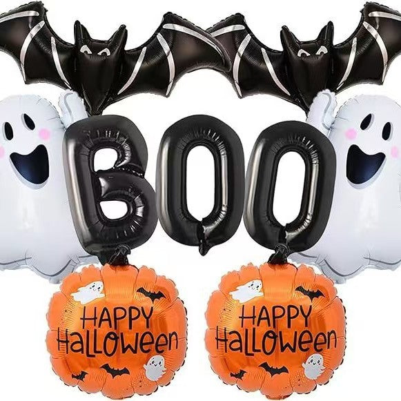 Halloween Foil Balloon Set, Pumpkin Ghost Bat Aluminum Balloons For Party Decorations