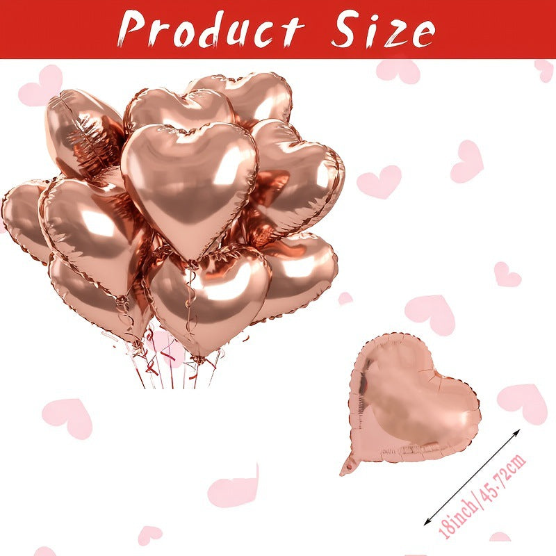 10 Pack 18 Inch Heart Star 4D Foil Balloons Set, Valentine's Day Wedding Birthday Graduation Party Decorations
