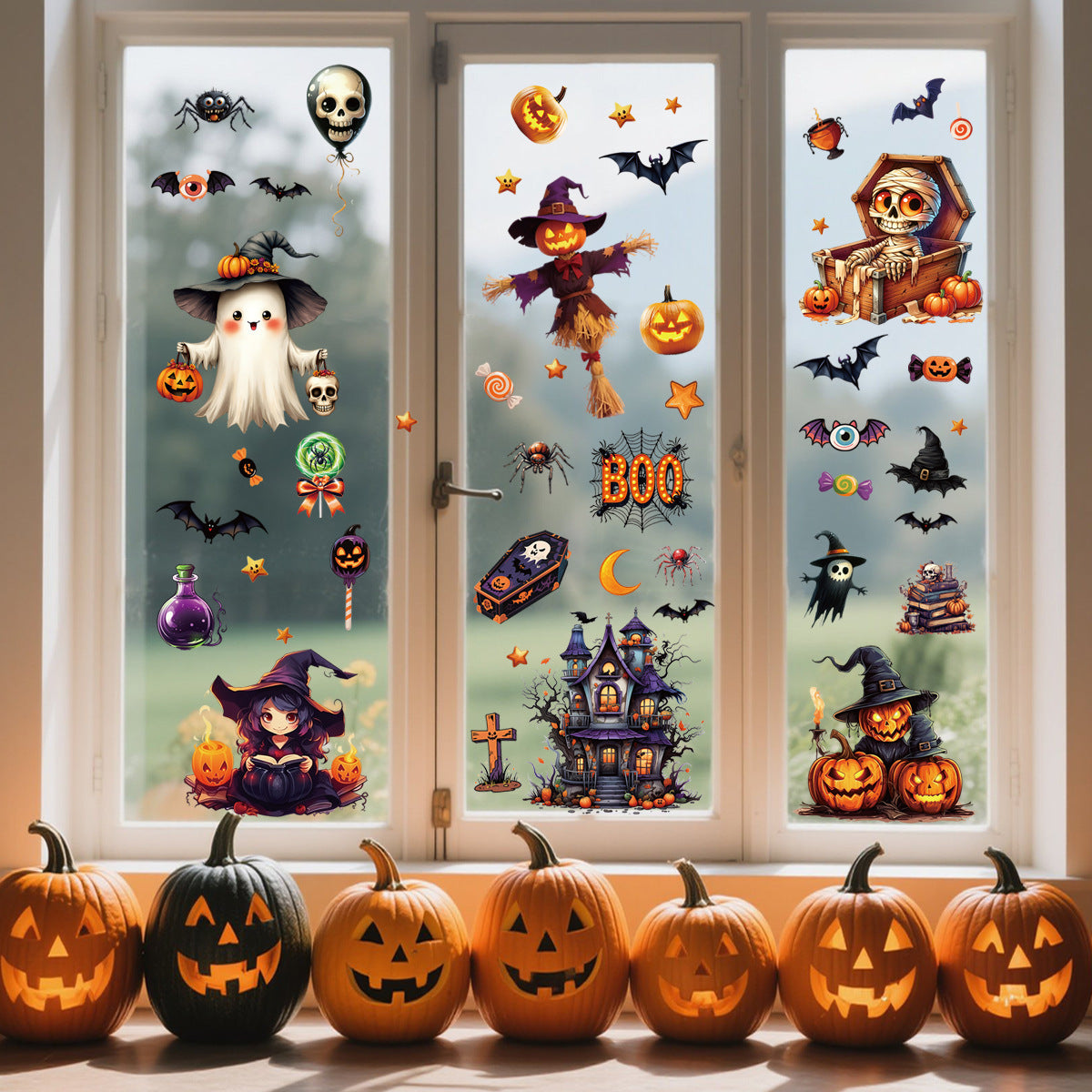Halloween Sticker Decorations For Storefront Windows And Glass Doors, Scene Setting Wall Decals