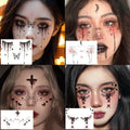 Halloween Face Tattoos Set, Nun Devil Scar Clown Cute Pumpkin Temporary Stickers